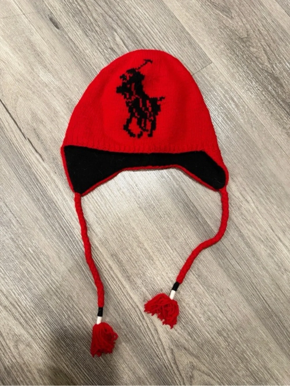 Polo Ralph Lauren Rare 2013 Vintage Tassel Ski Hat Red 100% Lambs Wool